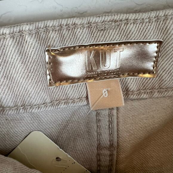 NEW KUT From The Kloth Jane High Rise Jean Shorts size 0 Beige Denim Frayed Hem - Picture 4 of 7